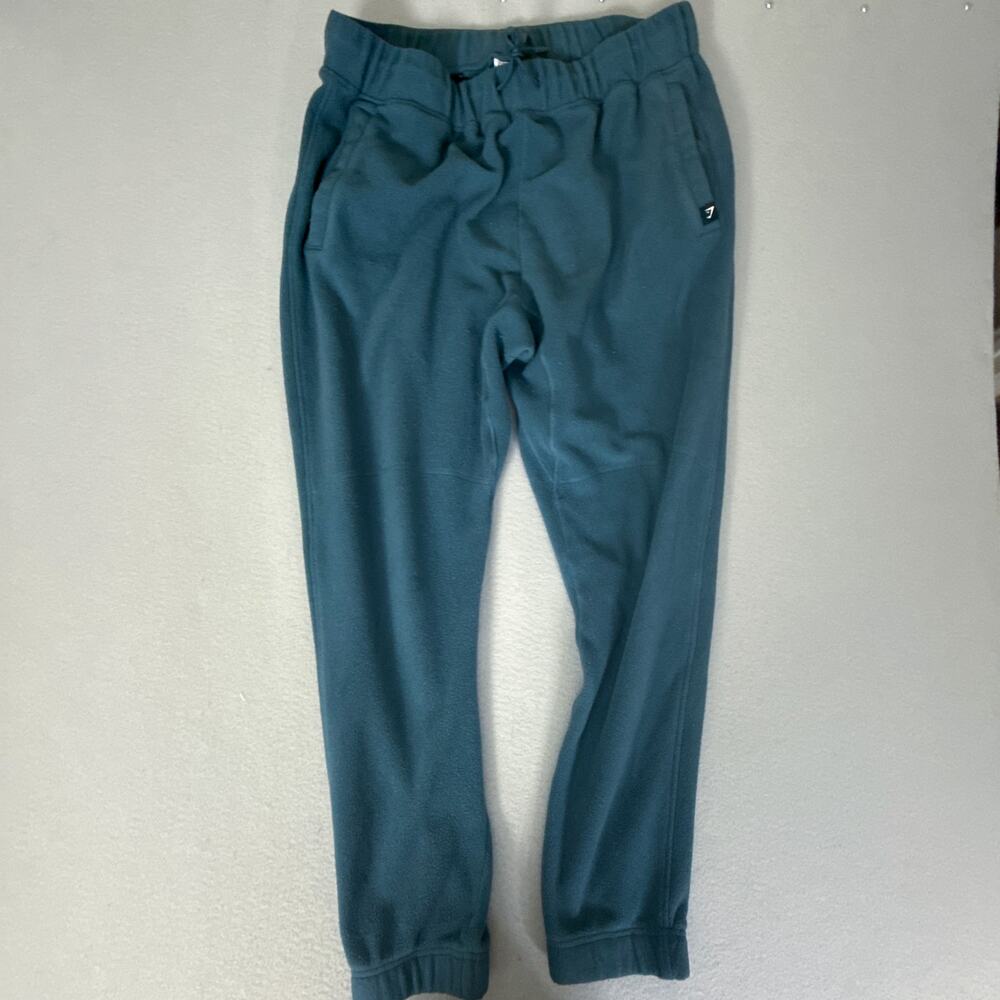 Gymshark Fleece Jogger Sweatpants Mens XL Teal Blue Drawstring Cuffed Ankles